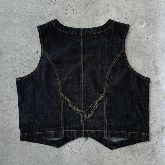 Y2k dark wash denim vest // plus size - Picture 4 of 5